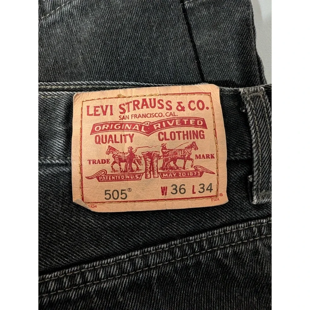 Vintage Levi's 505XX Regular Fit Men's Straight Jeans Size 36x34 Black Dark Wash